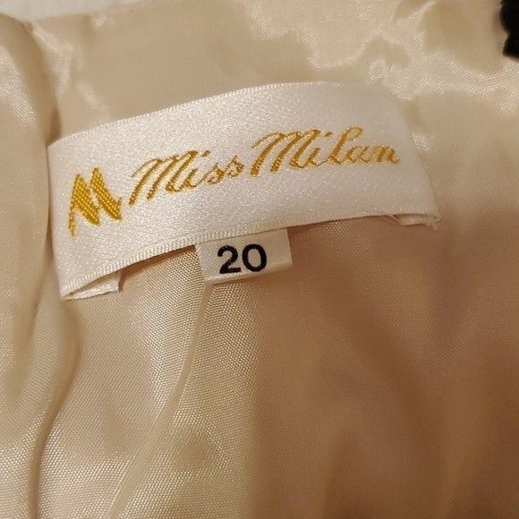 NWT Miss Milan Cream Maxi Gown with rhinestone straps size 20 - Picture 9 of 11